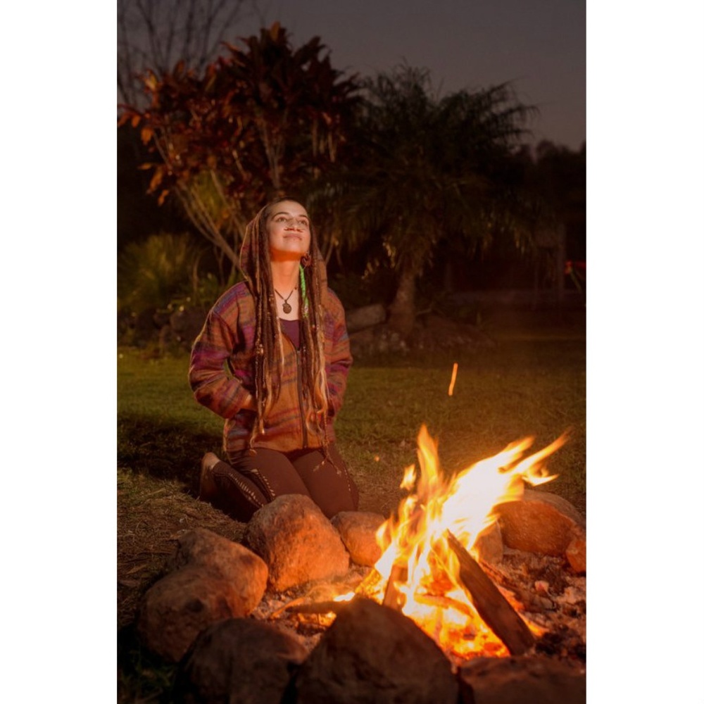 Kashmiri Pixie Hood Sweater Brown Festival Jacket